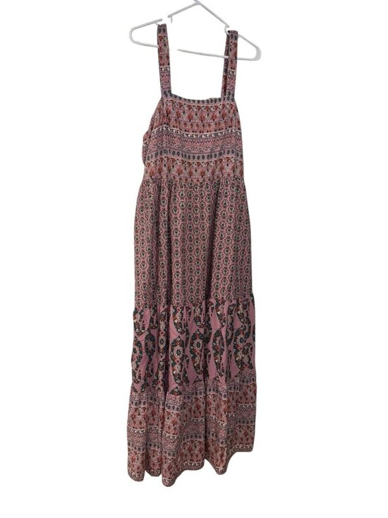 Knox Rose Dresses & Skirts - Knox Rose Tiered Maxi Dress L Pink Floral Paisley Print Boho Prairie Milkmaid